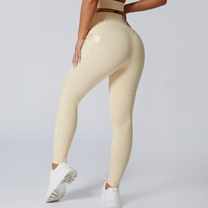 Pantalons de yoga, leggings de sport, leggings de fitness en nylon et élasthanne, taille haute, effet push-up, leggings de yoga pour la salle de sport avec <span class=keywords><strong>boucle</strong></span> latérale élastique et poche - Product Image 5