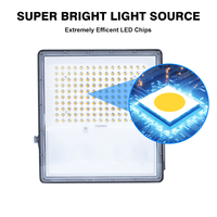 Reflector de aluminio con control remoto Ip65 impermeable de alta eficiencia 100W 200W 300W Luz de inundación solar