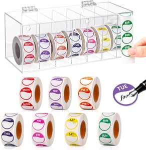 Etiquetas Adhesivas de Papel Revestido para Alimentos, Resistentes <span class=keywords><strong>al</strong></span> Agua, <span class=keywords><strong>Aceite</strong></span> y Rayones, Rectangulares, con Días de la Semana, <span class=keywords><strong>3x2</strong></span> Pulgadas, Etiquetas para Hoteles - Product Image 1