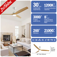 Ventilateur de plafond 1stshine 60 pouces, moteur DC en cuivre pur, ventilateur de plafond moderne en bois massif avec télécommande