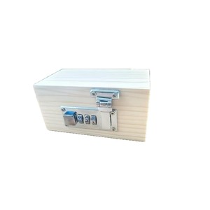 Custom Solid Wood Wooden Box With Combination Lock Flip Top Storage Jewelry Box Rectangle <b>Standing</b> Type S641 - Product Image 5