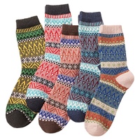 7203 Chaussettes mi-mollet tricotées vintage pour hommes, colorées, chaudes, absorbant la transpiration, pour l'automne et l'hiver