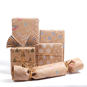 Wholesale 80g Double-Sided Kraft Print <b>Christmas</b> Custom 43cm X 10m <b>Roll</b> <b>Wrapping</b> <b>Paper</b> for Packaging - Product Image 1