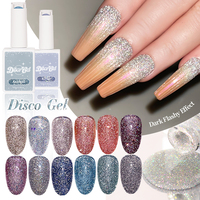 Nouveau Gel Polish UV LED à effet disco français, scintillant et brillant, avec paillettes diamantées, en flacon personnalisable pour application DIY