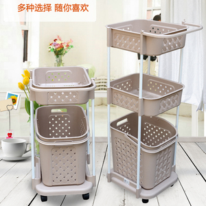 Factory direct sale 2-layer plastic storage rack with wheels for kitchen pantry cabinet