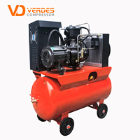 Compresseur d'air à vis rotatif industriel portable 5kw 4kw 2.2kw petite vis de compression d'air 5hp 3hp avec réservoir 100l 150l 200l
