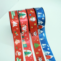 Ruban de Noël personnalisé de haute qualité 100 % polyester imprimé par transfert thermique pour la décoration des arbres de Noël