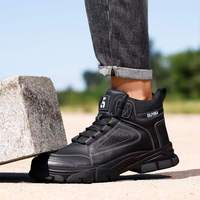 Chaussures de sécurité pour hommes, embout en acier, tige en microfibre, semelle en caoutchouc, anti-écrasement, résistantes aux perforations, doublure en maille