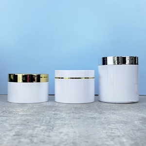 Wholesale Empty 200g 4oz 6oz 8oz <b>Plastic</b> Cosmetic Packaging <b>Jars</b> Black White <b>Jar</b> With White Lid Body Cream <b>Jars</b> White Blaclk Lid - Product Image 5