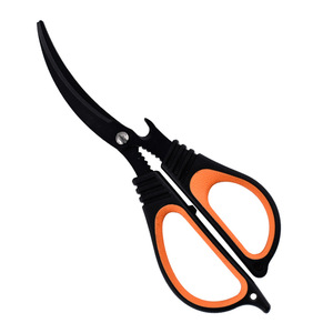 Ciseaux de cuisine en acier inoxydable, lame de 22 cm, pour couper les os de poulet au barbecue, avec poignée orange - Product Image 4