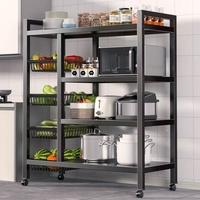 Chariot de rangement multifonctionnel en métal ABS avec roulettes Support pour snacks et four à micro-ondes sur pied pour chambre à coucher et cuisine