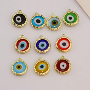 JS1781 placcato in oro multicolore in vetro a lume malvagio occhio di <span class=keywords><strong>Nazar</strong></span> moneta ciondoli ciondoli portafortuna amuleto talismano protettivo portafortuna - Product Image 3