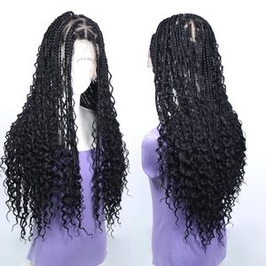 Bohemian Braided <strong>Wigs</strong> Boho Box <strong>Braid</strong> Knotless Goddess Locs <strong>Wigs</strong> with Curly Ends Synthetic Full Lace <strong>Wig</strong> with Baby Hair for Women - Product Image 6