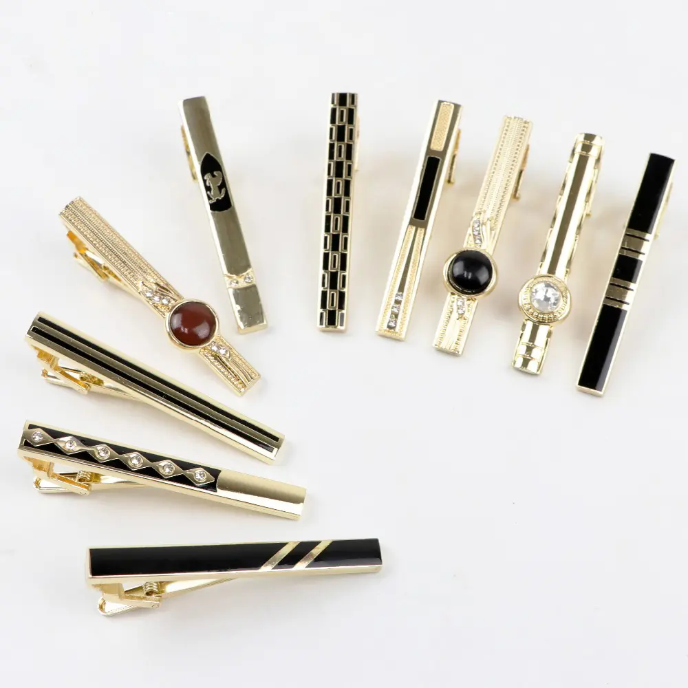 Must Buy Tie Clip Classic Trendy Men Gold Black Metal Male Formal Business Banquet Bar Necktie Clips Clasp Accessories Gift