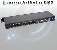 Pknight CR061S 8 ports ArtNet4 vers DMX512, nœud 4096 canaux, 19 pouces, montage en rack 1U, IP65, contrôle d'éclairage de scène