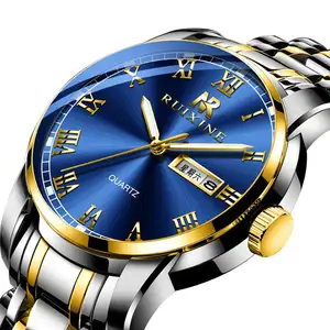 Montre de luxe analogique à Quartz pour hommes, décontractée, en acier inoxydable, idéale pour les affaires