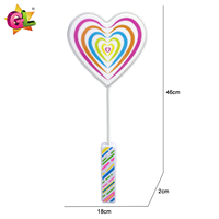 Bâton lumineux LED néon en forme de cœur avec poignée arc-en-ciel, motif unilatéral, jouet clignotant en plastique pour enfants