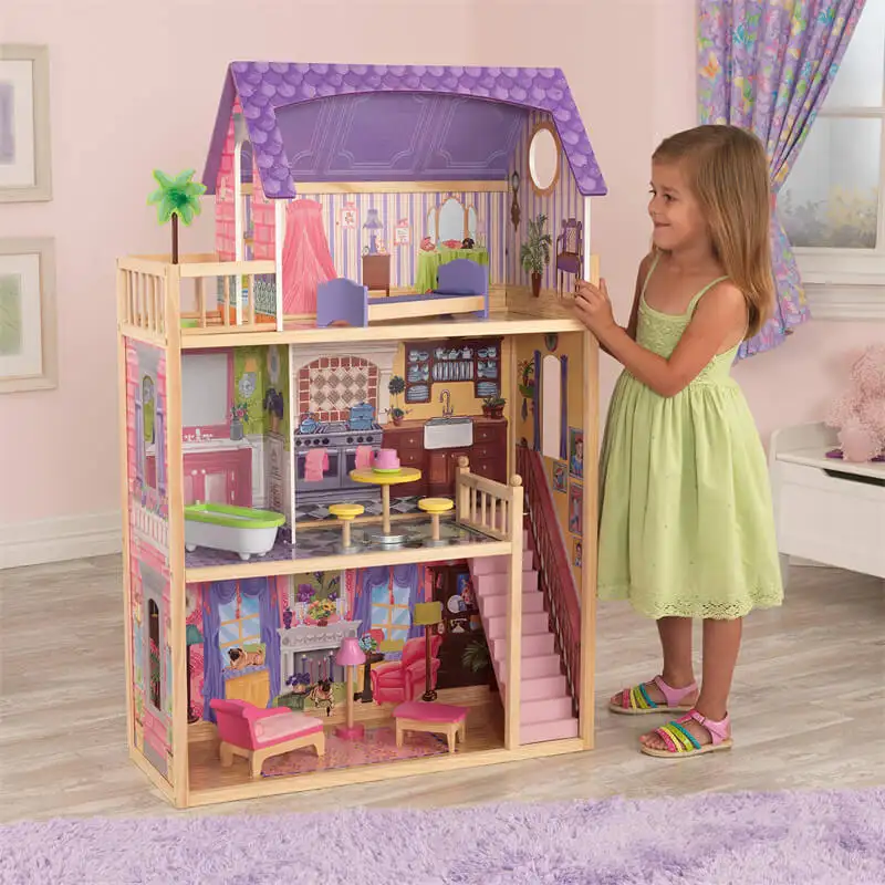 באיכות גבוהה נמוך MOQ עץ צעצוע בית להעמיד פנים לשחק מלכותי אחוזה lol בובת בית עבור סיטונאי עם 10 מיני רהיטים