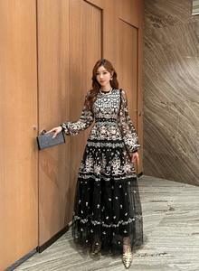 Vestido Largo Elegante Vintage para <span class=keywords><strong>Mujer</strong></span> Bettergirl, Diseño con Cinturón, Manga Larga, Casual, para Uso Diario, Primavera/Verano, Cuello Redondo, Malla - Product Image 5