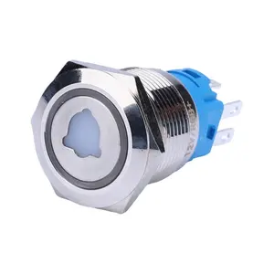 19mm Door Bell Logo Illuminated 8Pin 12V Waterproof Metal RGB LED light momentary push button switch