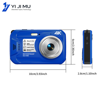 4K 64MP HD CMOS Sensor Waterproof IP68 Underwater Camera with Fixed Focus Dual Screen Rechargeable Battery TF Card ODM/OEM