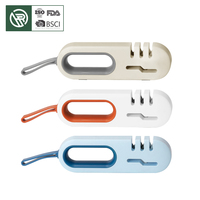 Aiguiseur de couteaux professionnel à 3 étapes avec tige en céramique, plaque diamantée et guide en alliage de tungstène pour un entretien complet de la lame