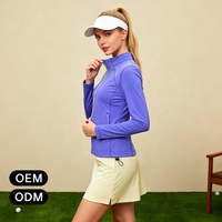 Veste de golf pour femmes, fabricant de manteaux de golf en fibre de bambou, vêtements de performance pour le golf, fermeture éclair intégrale, marque privée, usine OEM ODM