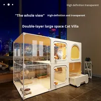 Villa panoramique rectangulaire en tissu extra large pour chat, cage intérieure pour chat avec espace libre, maison intégrée pour chat et chien avec toilettes