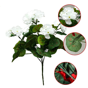 Ramo <span class=keywords><strong>de</strong></span> Flores <span class=keywords><strong>de</strong></span> Begonia Artificial <span class=keywords><strong>de</strong></span> 13.77-14.17 Pulgadas con Hojas, 36 cm, Decoración <span class=keywords><strong>de</strong></span> Primavera para el Hogar y el Jardín, Flores Artificiales <span class=keywords><strong>de</strong></span> Seda - Product Image 2