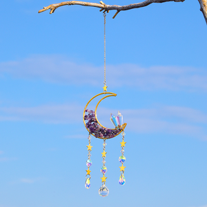 1PC Large Moon Amethyst Pink Crystal Sun Catcher Pendant Natural Crushed Stone Hourglass Decor for Cross-Border - Product Image 4