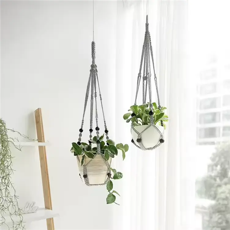 Treo tường giỏ Bohemian macrame bông dây móc áo nhà máy Treo Giỏ