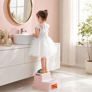 Tabouret pour tout-petits <span class=keywords><strong>à</strong></span> 2 niveaux, double patins antidérapants, base renforcée anti-basculement, léger (850g) en PP, 3 couleurs, 30x35x27cm, OEM - Product Image 6