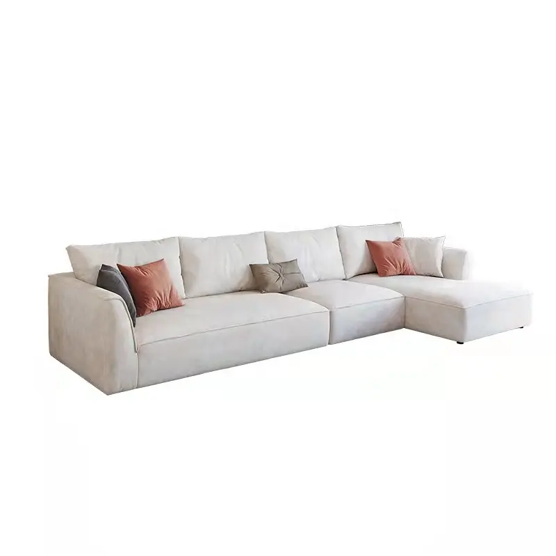 custom made modern minimalist fabric sectional corner sofa open end L left &right soft modular design sofa upholstered in white