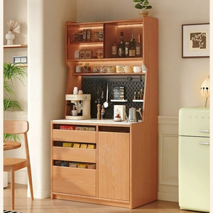 Buffet de café modulaire <span class=keywords><strong>en</strong></span> bois, meuble de rangement autoportant haut avec panneau arrière perforé et étagères réglables - Product Image 4