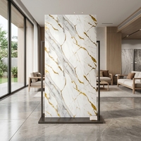 Panneau mural en PVC marbré doré, imperméable, avec revêtement UV, pour la décoration murale de l'hôtel, du salon ou comme fond de mur.