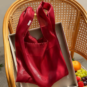 Bolsa de Compras de Organza Transparente Brillante CH con Logotipo Personalizado, Bolsa de Mano de Organza para Mujer, Linda Bolsa de Mano de Tela de Poliéster Transparente - Product Image 1