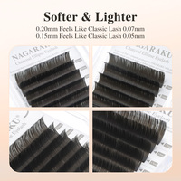 Cils magnétiques NAGARAKU Charcoal Flat Ellipse, à pointes fendues, doux, naturels, légers, couleur mate gris.