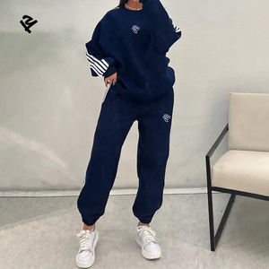 Tute da Jogging Personalizzate per Donne, Completi con Strisce Laterali, Outfit Autunno-Inverno, Set con Felpa a Righe e Pantaloni Larghi - Product Image 2