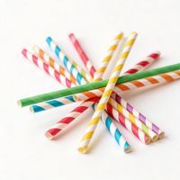 Pailles en papier colorées personnalisées pour boissons froides, avec logo, en promotion