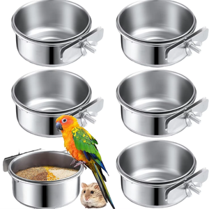 Paslanmaz çelik papağan kuşlar besleme bardaklar Cockatiel Conure budbudparakeet için kelepçe tutucu ile tabak su kafesi kaseler - Product Image 1