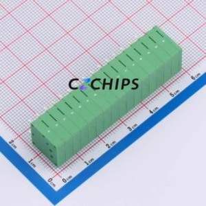 DB241R-3.5-16P-GN Spring Terminal Block Bent Lead Through Hole,P=3.5mm Connector 1x16P 3.5mm Green 16P - Product Image 2