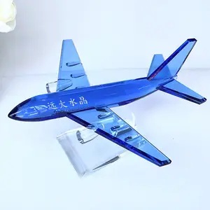 HDW Großhandel blau K9 Flugzeug Modell Kristall Trophäe Auszeichnung benutzer definierte einzigartige neue Design Kristall Trophäe für Gedenk skulptur