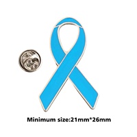 Vente en gros d'épinglettes vierges en métal émaillé souple en forme de ruban bleu rose rouge pour sensibilisation au cancer du sein en stock