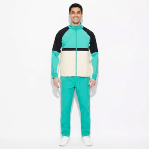 American Street Wear Two-tone Stand-up Collar Windbreaker <b>Jacket</b> and Shorts Unisex Outdoor Loose and Trendy Windbreaker - Product Image 1
