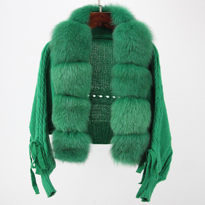 Nuevo suéter de invierno de lujo con <span class=keywords><strong>cuello</strong></span> de piel de zorro Real para mujer - Product Image 1