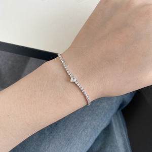 Pulsera de Tenis Romántica con Forma de Corazón en Blanco, Rosa y Azul, con Circonitas, Plata de Ley 925, Pulsera Clásica con Dije de Amor, Regalo para Mujer - Product Image 5