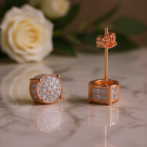 Pendientes de Diamantes en Oro Rosa E2801, Corte Brillante Redondo, Color G, Diamantes Naturales, Clásicos para Mujer, Uso Diario - Product Image 2