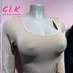 Abito Sexy da Donna Autunnale a Coste con Collo Tondo Modellante Tinta Unita Manica Lunga Aderente Mini Abito per Feste e Club - Product Image 6
