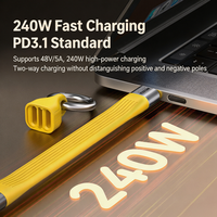 Kabel USB4 Tipe-C ke Tipe-C dengan Pengisian Cepat 240WPD, Transfer Data 40Gbps, Output Video 8K, Kabel Portabel Gantungan Kunci untuk Ponsel