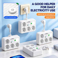 Stop Kontak Listrik Baru Standar Uni Eropa 4 Lubang Multi Outlet Port USB Lampu Malam LED Kuningan ABS untuk Meja Studio